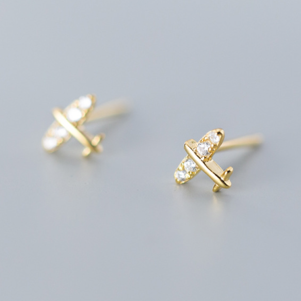 Tiny Plane Stud Earrings