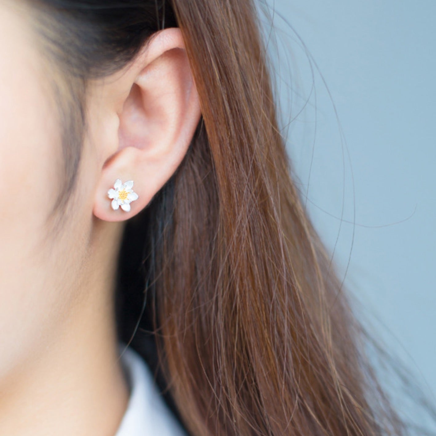 Magnolia Flower Stud Earrings