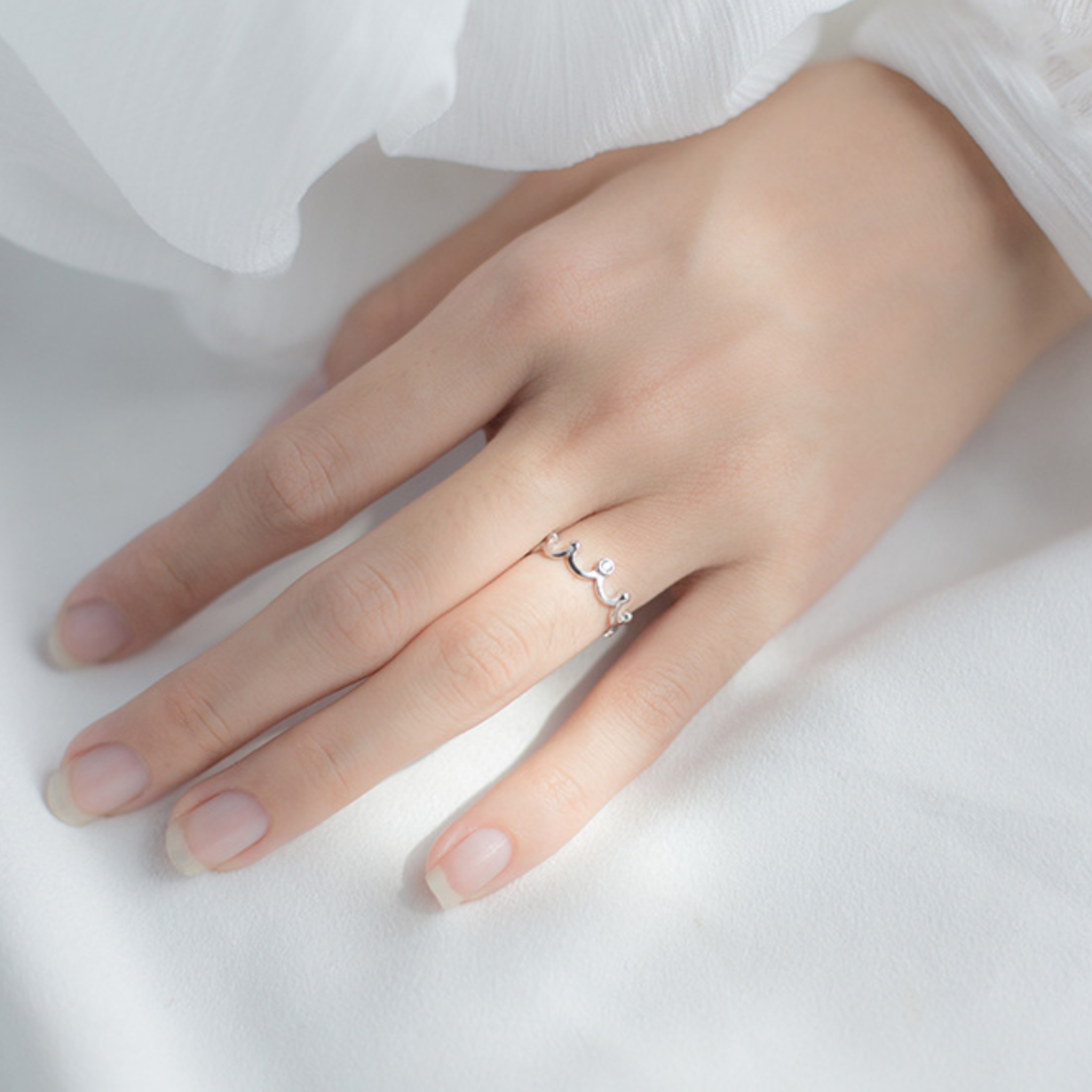 White Crystal Crown Ring