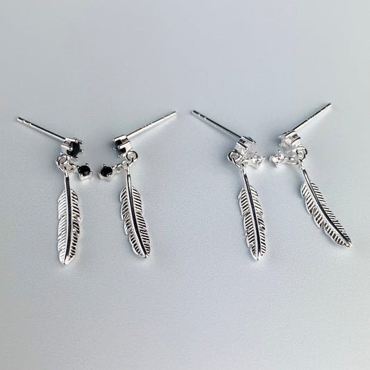 Feather Dangle Stud Earrings