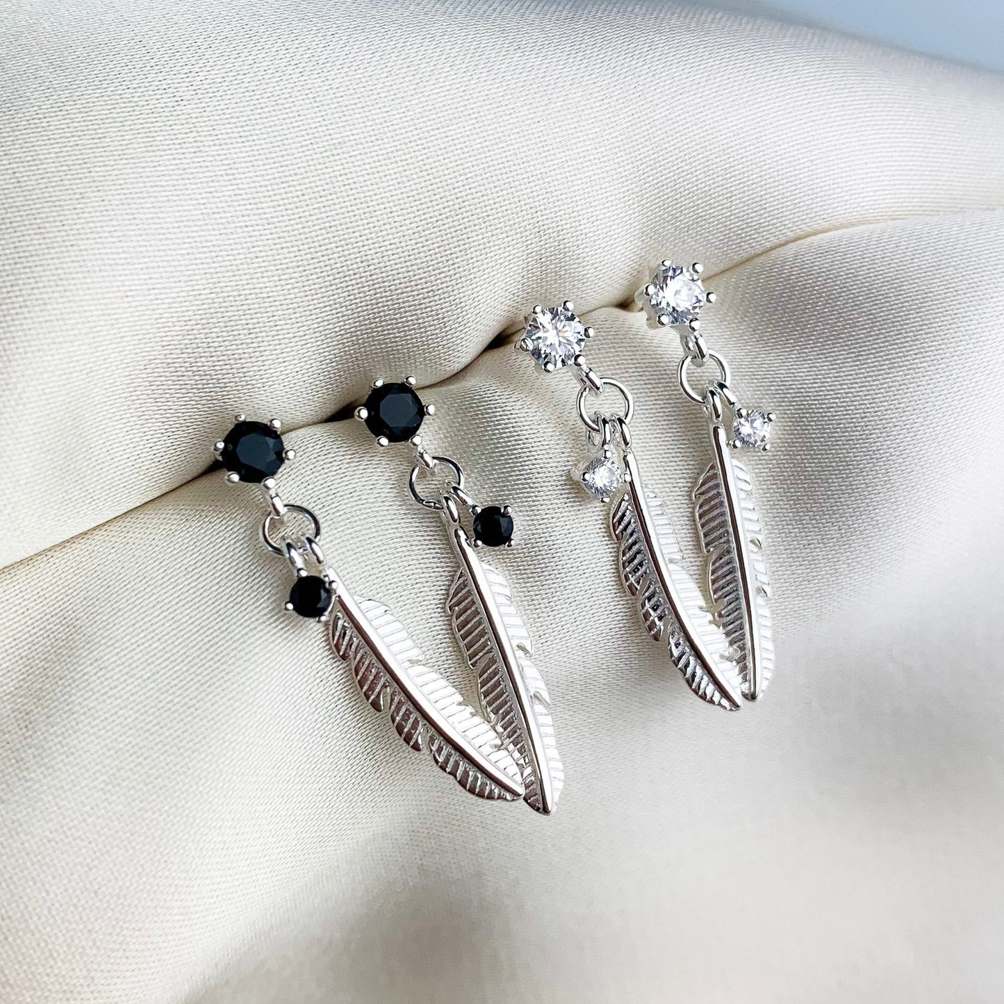 Feather Dangle Stud Earrings