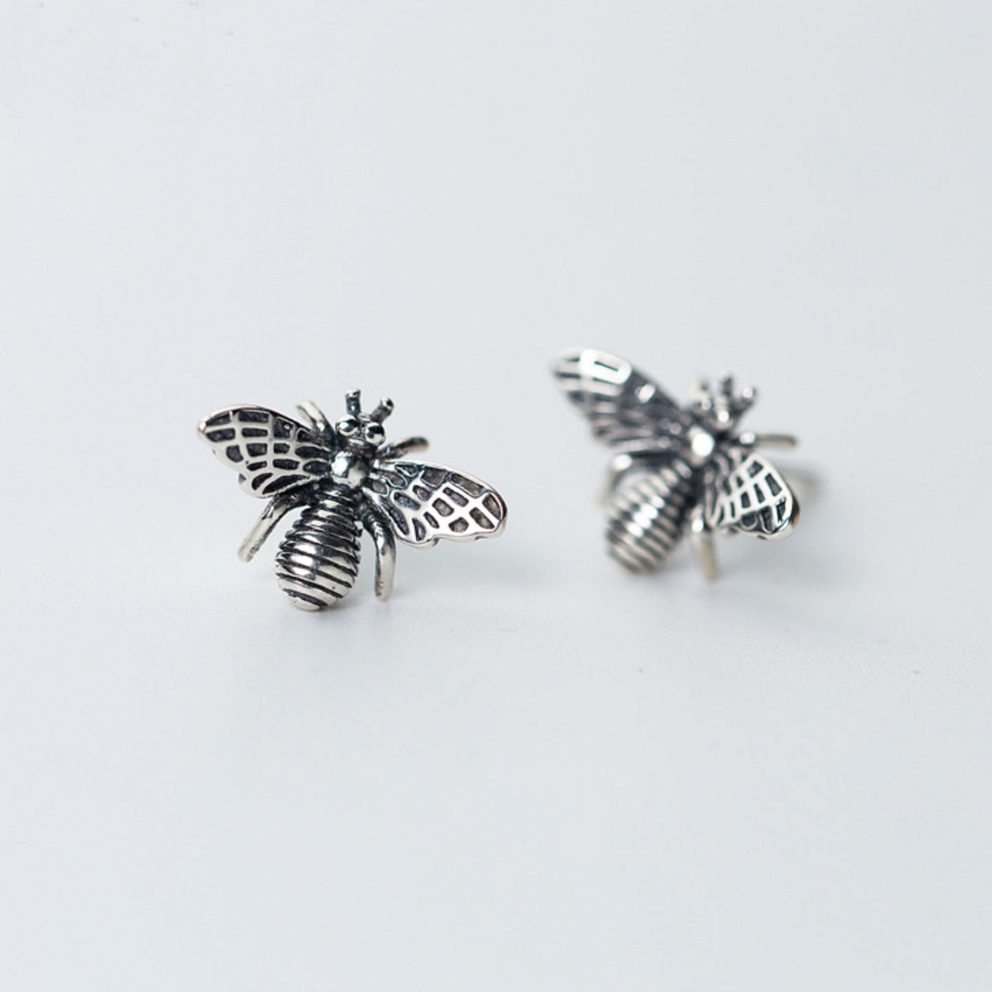 Silver Bumble Bee Studs