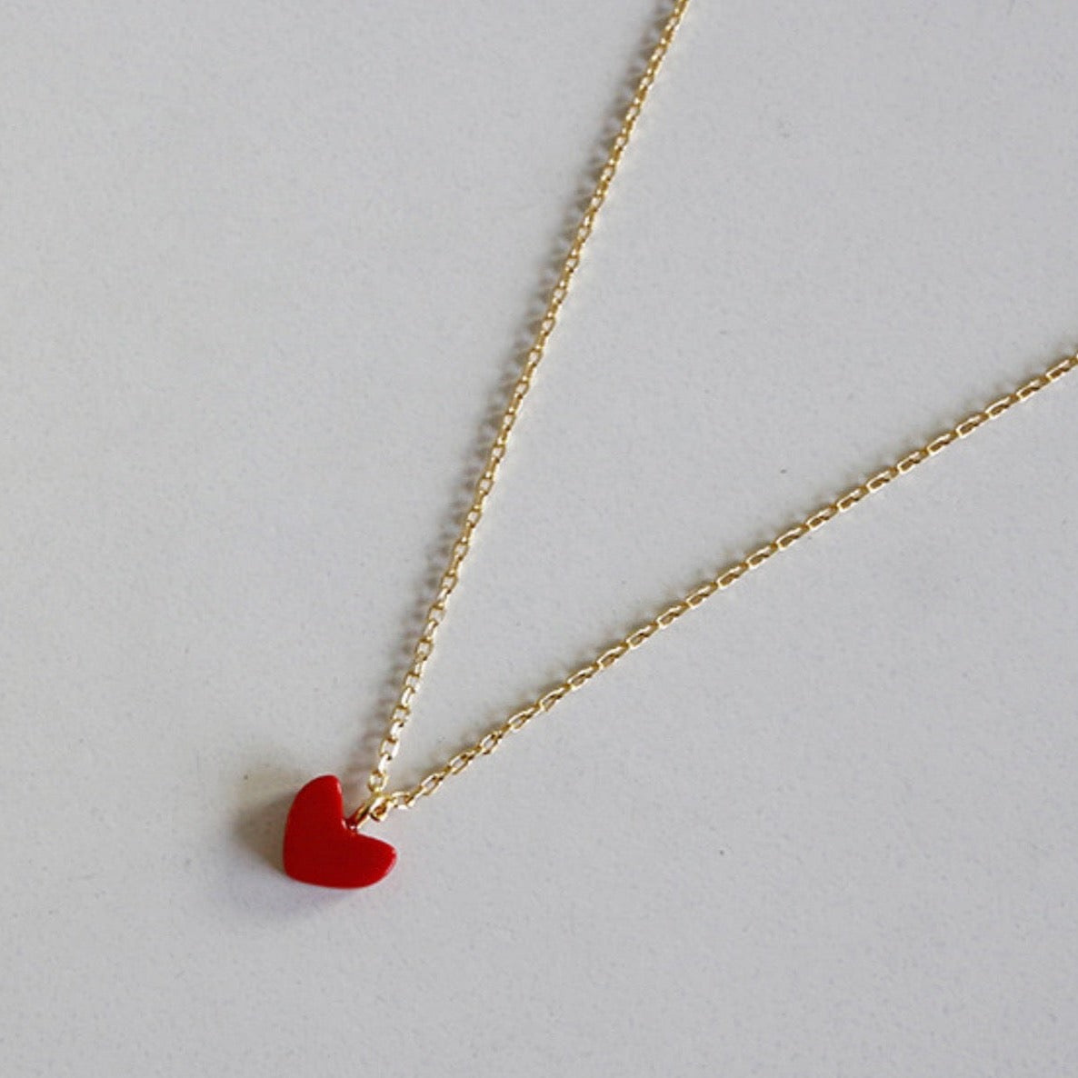 Tiny Red Heart Necklace