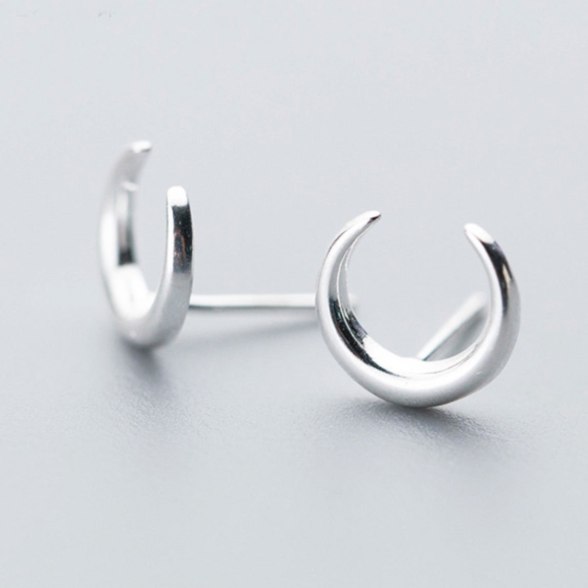 Crescent Moon Stud Earrings