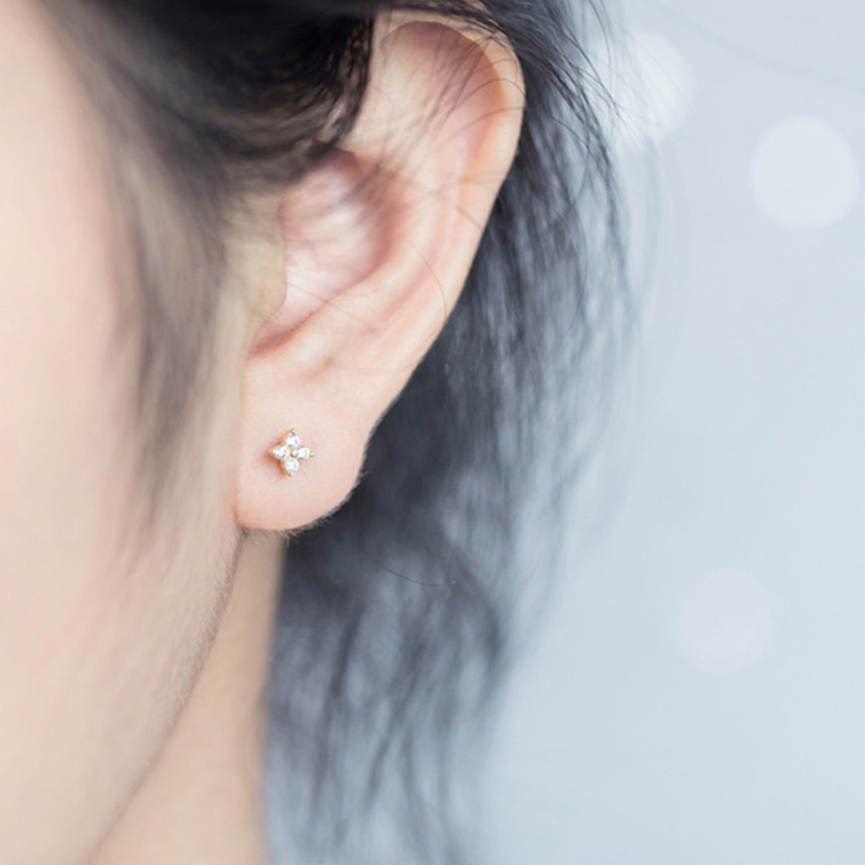 Four Crystal Stud Earrings