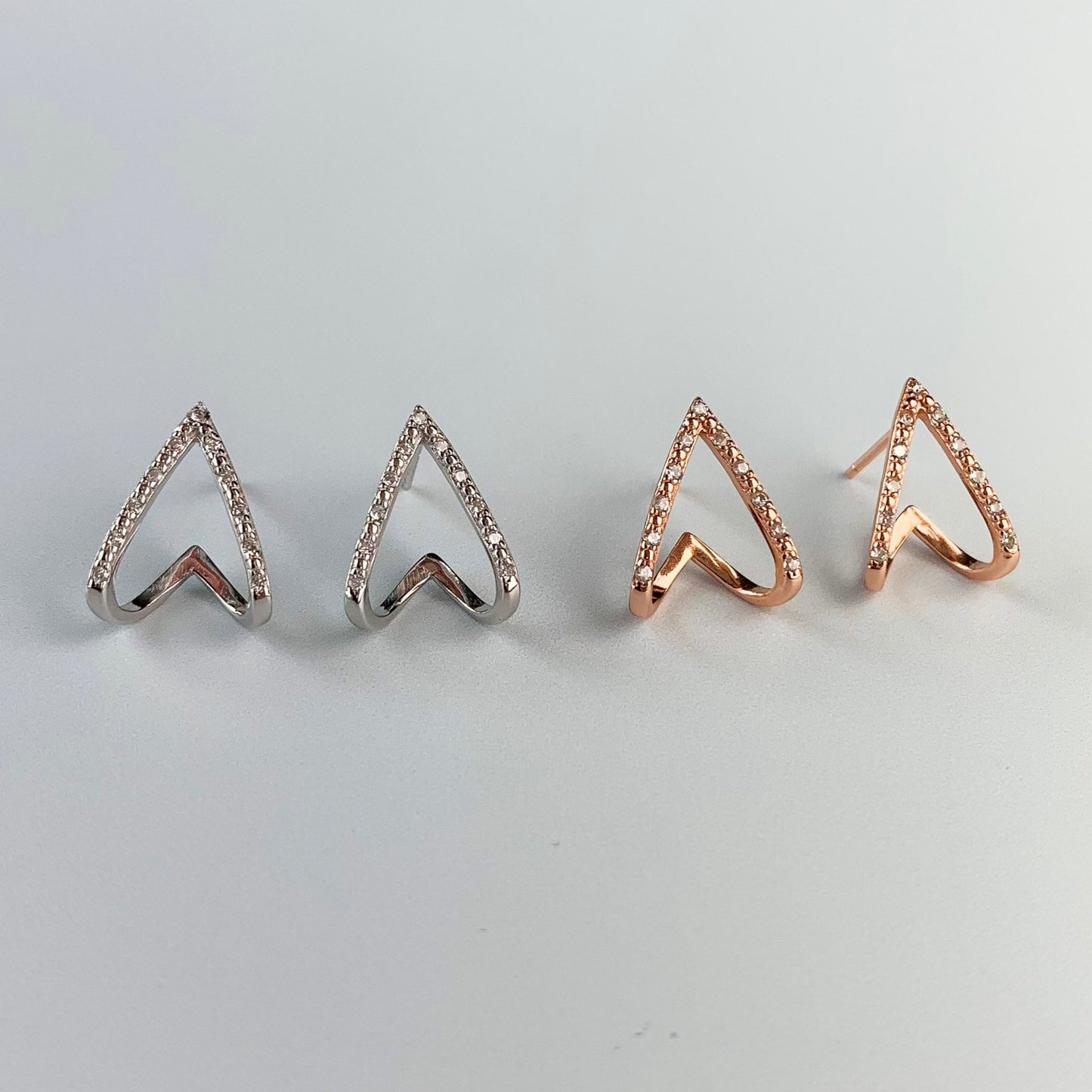 Crystal Triangle Cuff Stud Earrings
