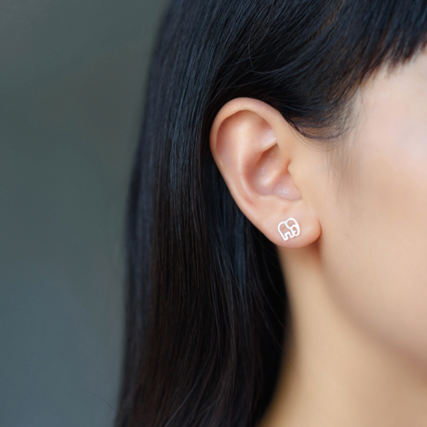 Elephant Outline Stud Earrings