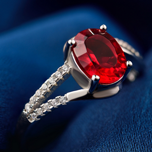 Red Moissanite Stone Ring