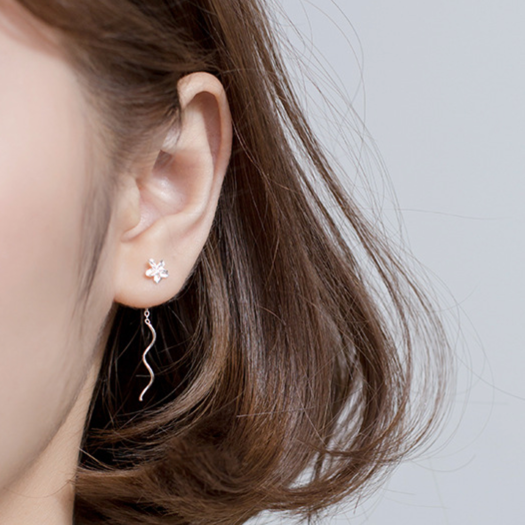 Flower Spiral Threader Earrings
