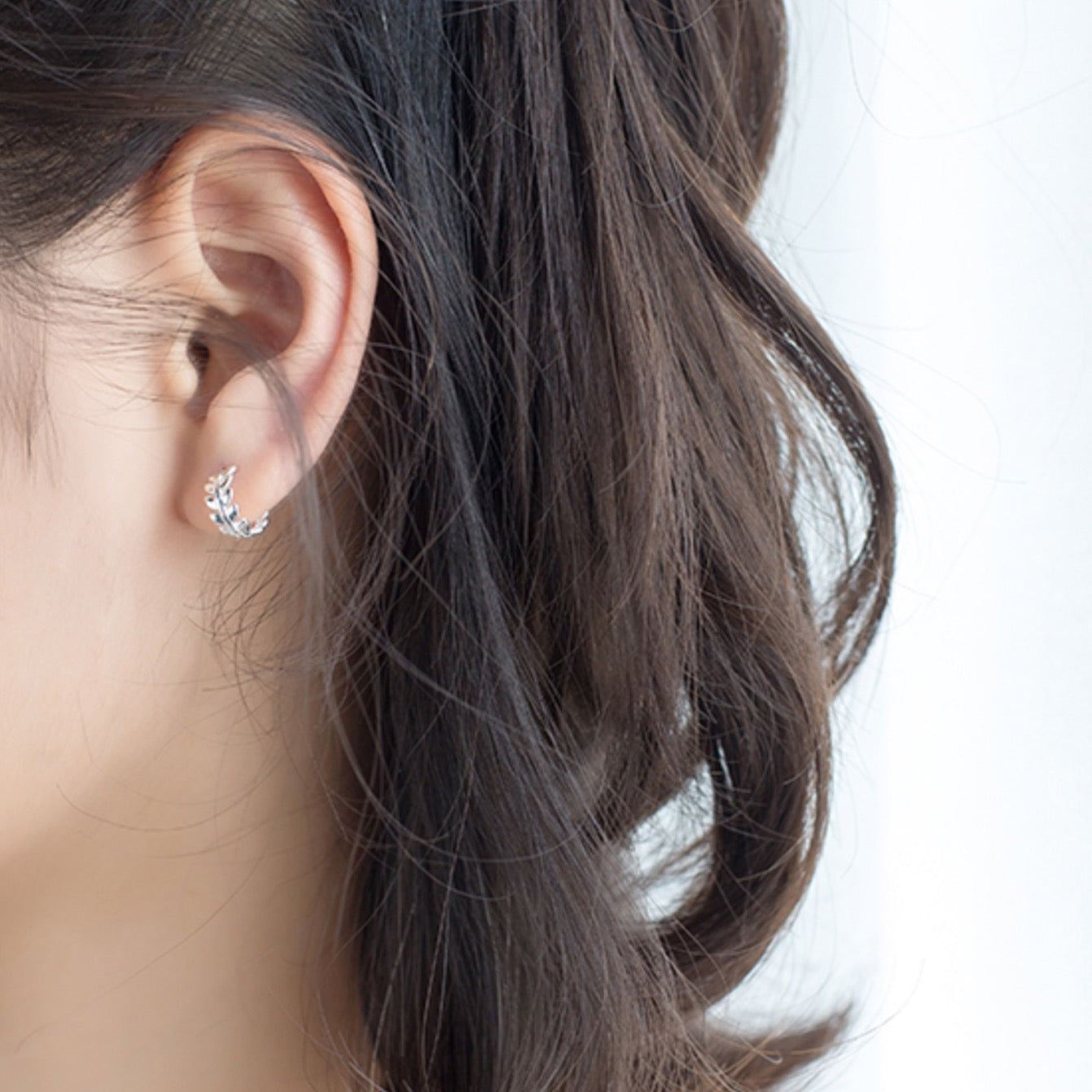 Laurel Leaf Huggie Hoop Earrings