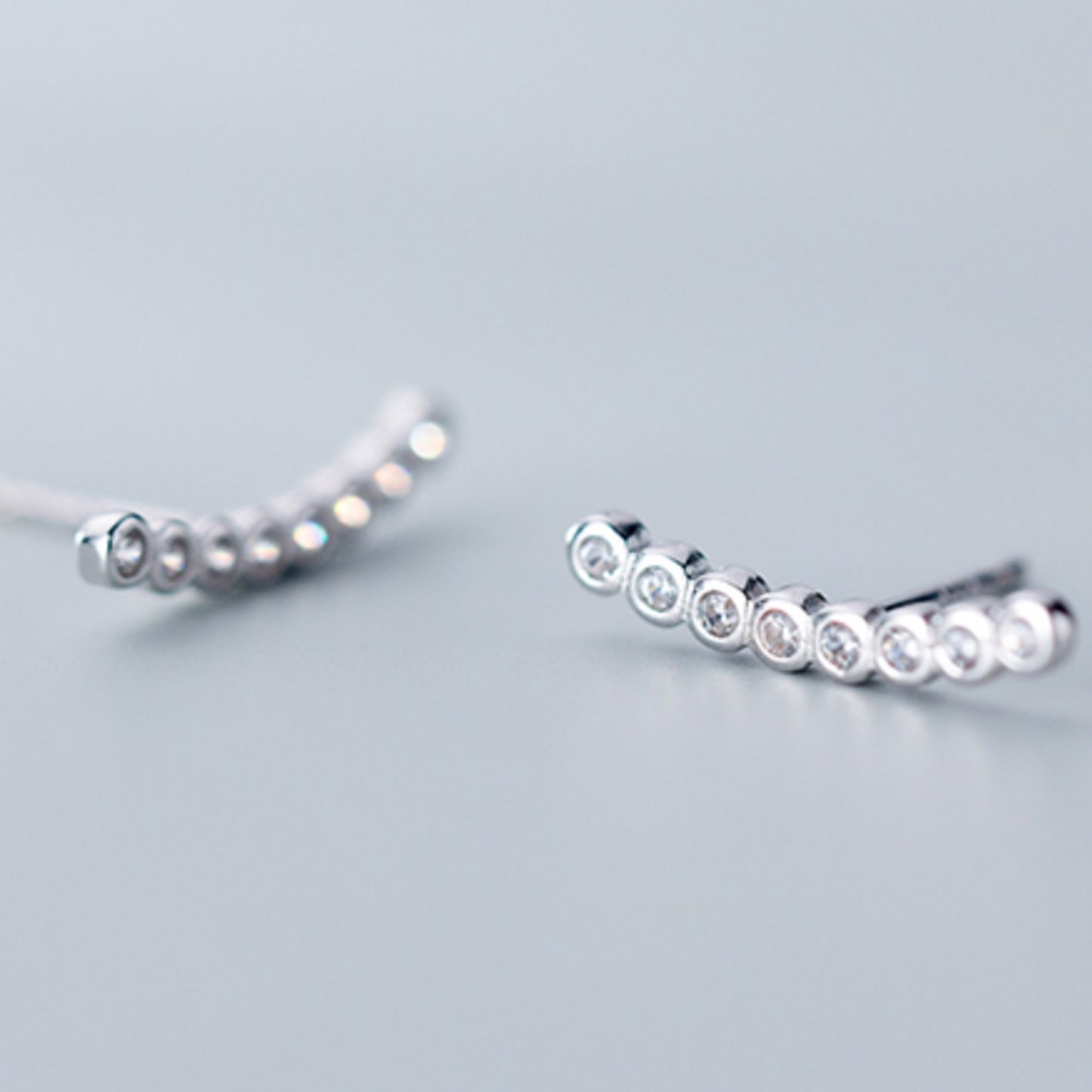 Crystal Ear Climber Stud Earrings