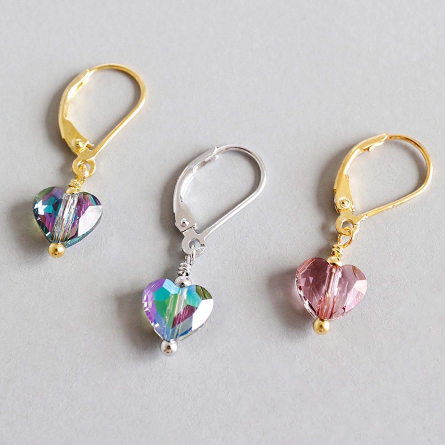 Crystal Heart Dangle Earrings