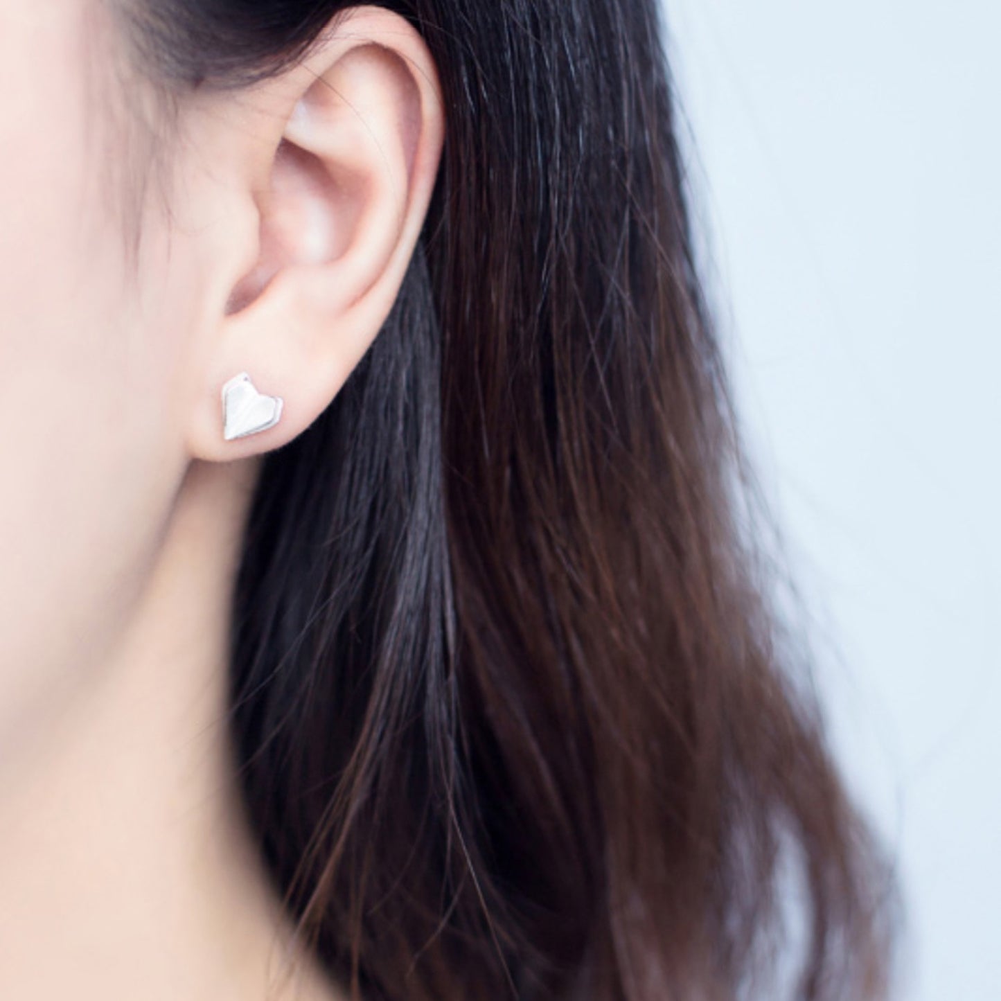 Geometric Heart Stud Earrings