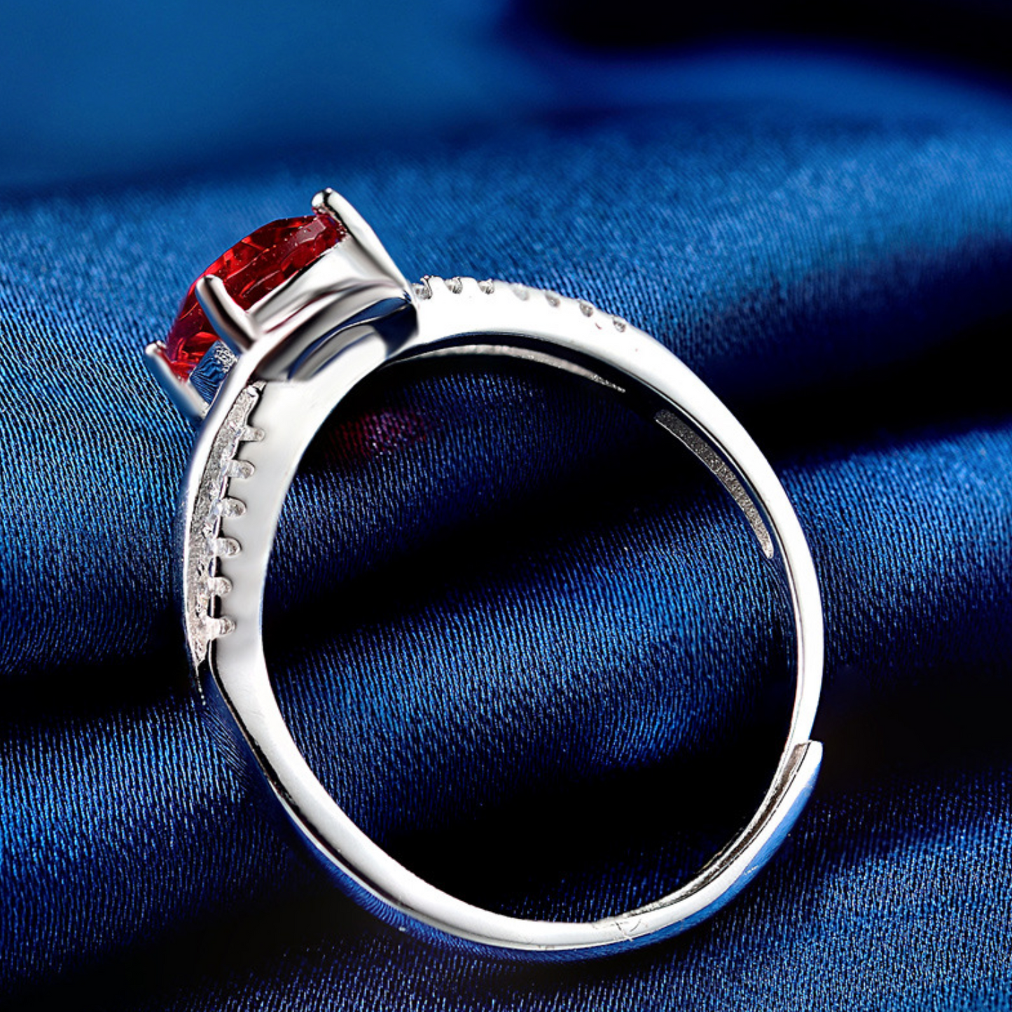Red Moissanite Stone Ring