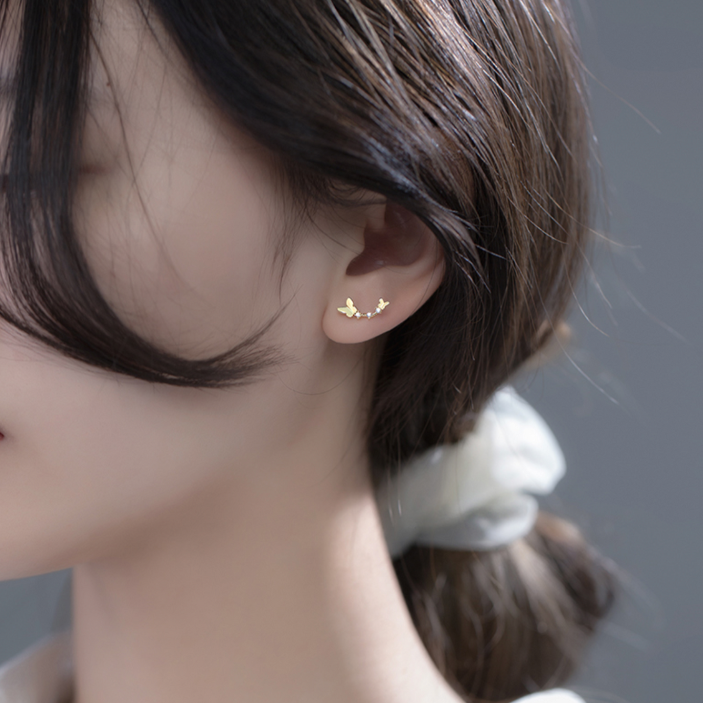 Crystal Detail Butterfly Stud Earrings
