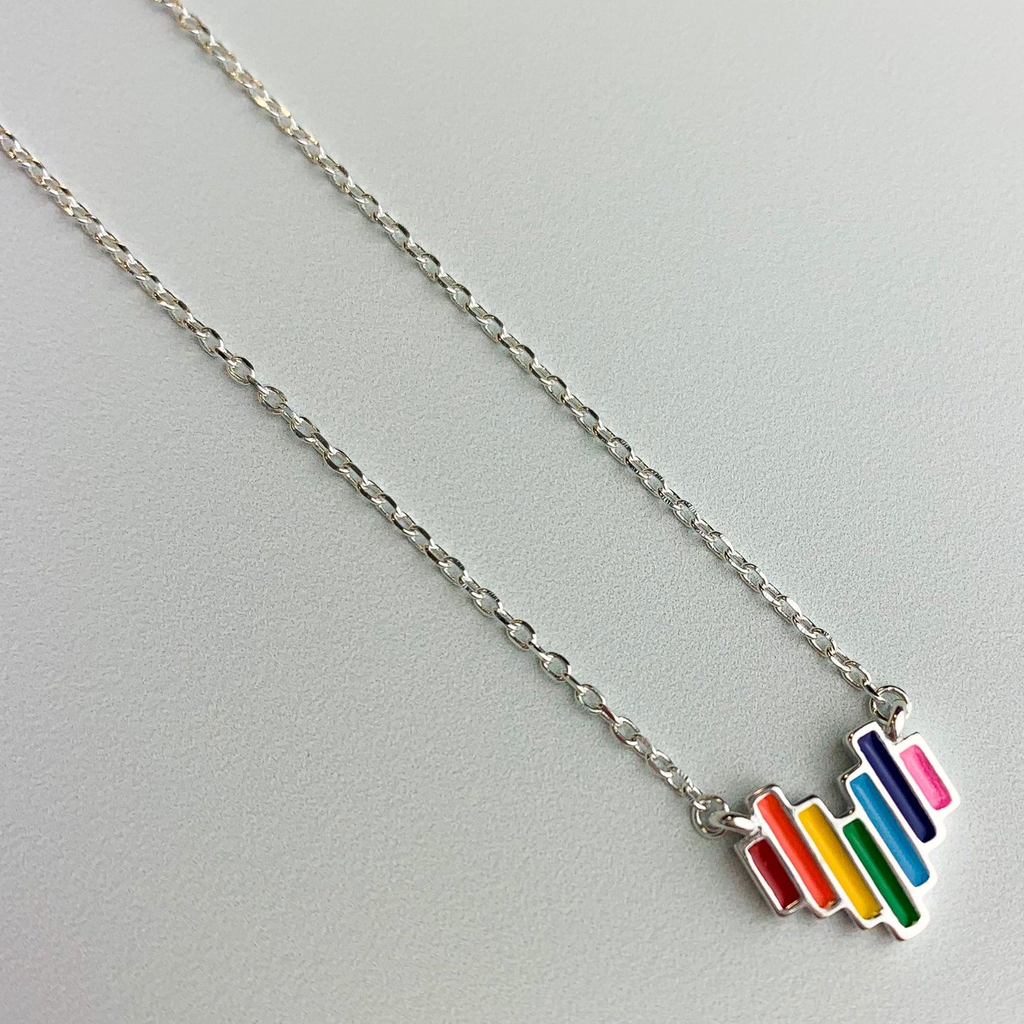 Geometric Rainbow Heart Necklace