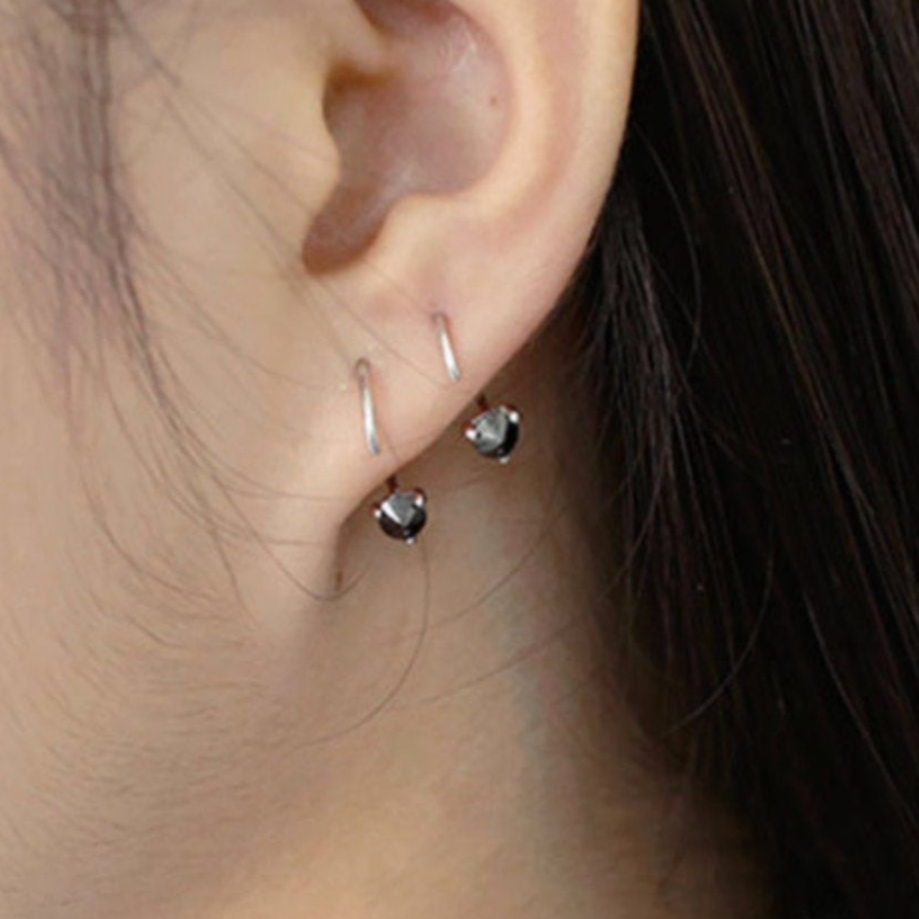Black or White Crystal Open Hoop Earrings