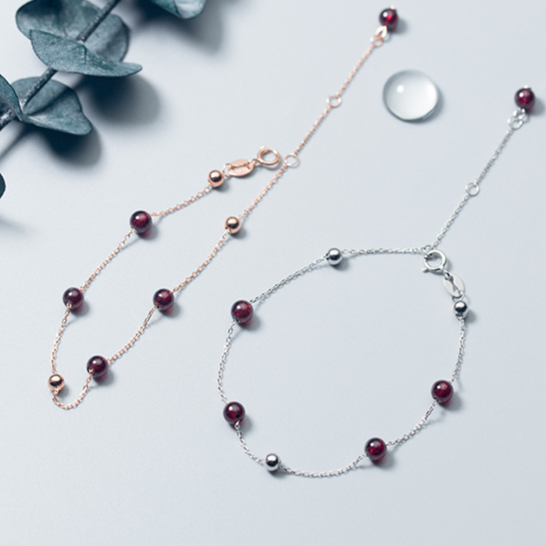 Garnet Colour Beaded Bracelet