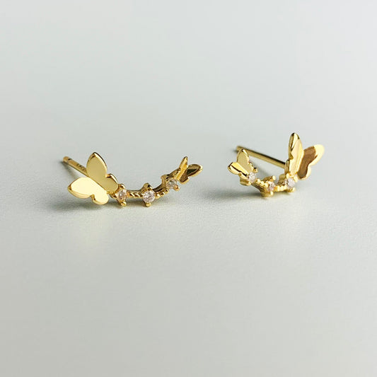 Crystal Detail Butterfly Stud Earrings