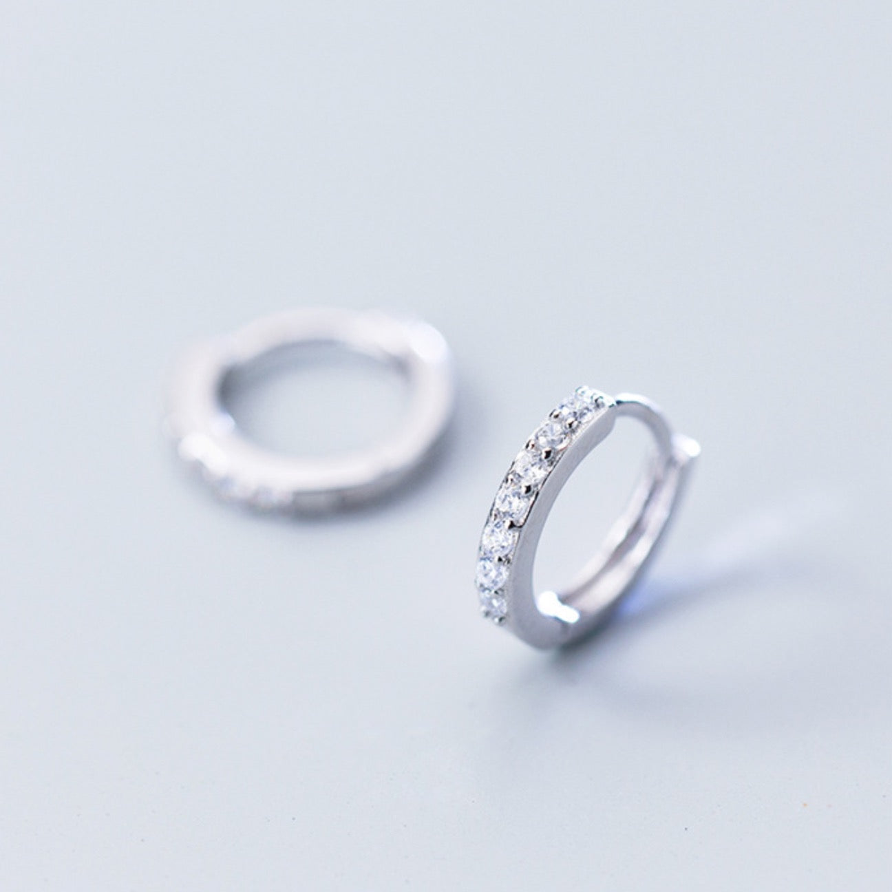 Black or White Crystal Hoop Earrings