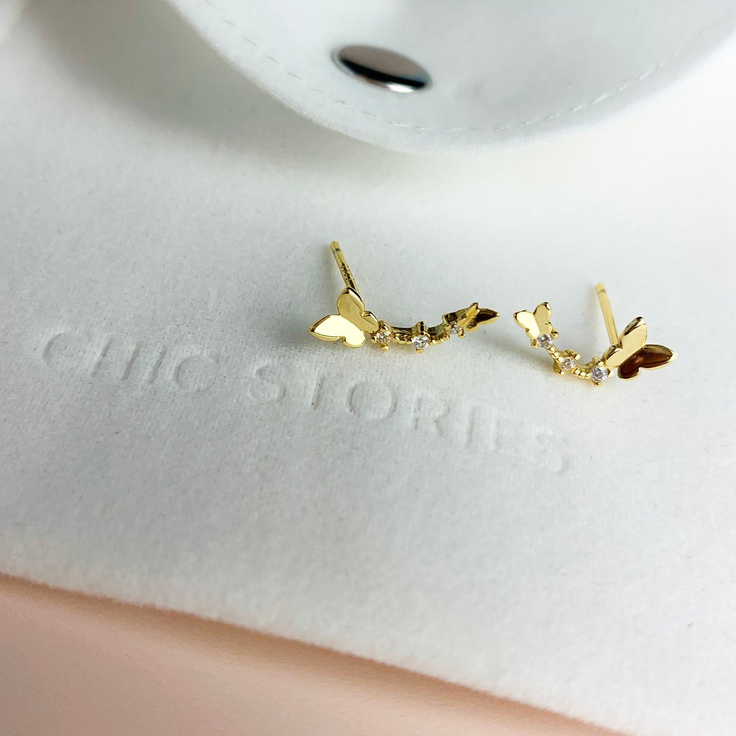 Crystal Detail Butterfly Stud Earrings