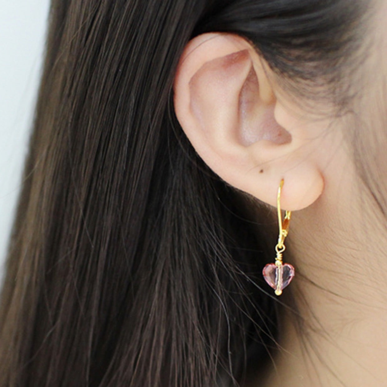 Crystal Heart Dangle Earrings