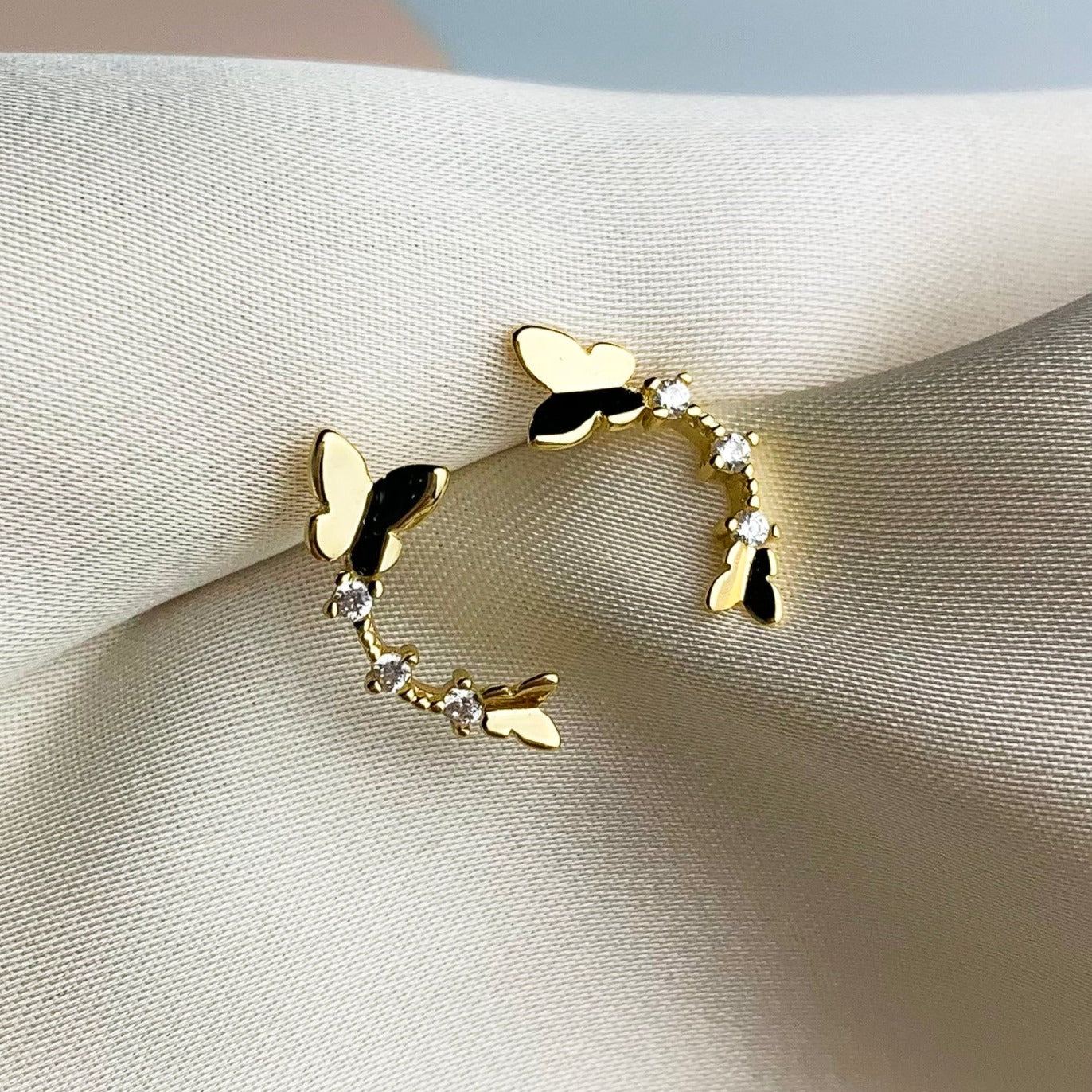 Crystal Detail Butterfly Stud Earrings