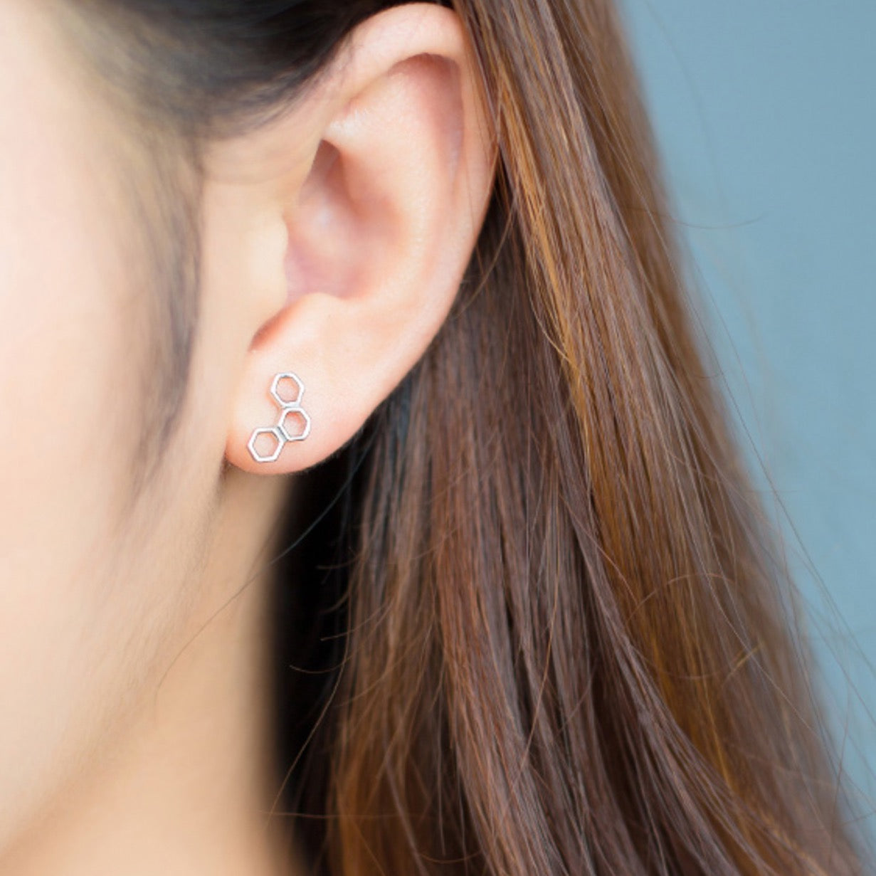 Geometric Hexagonal Stud Earrings