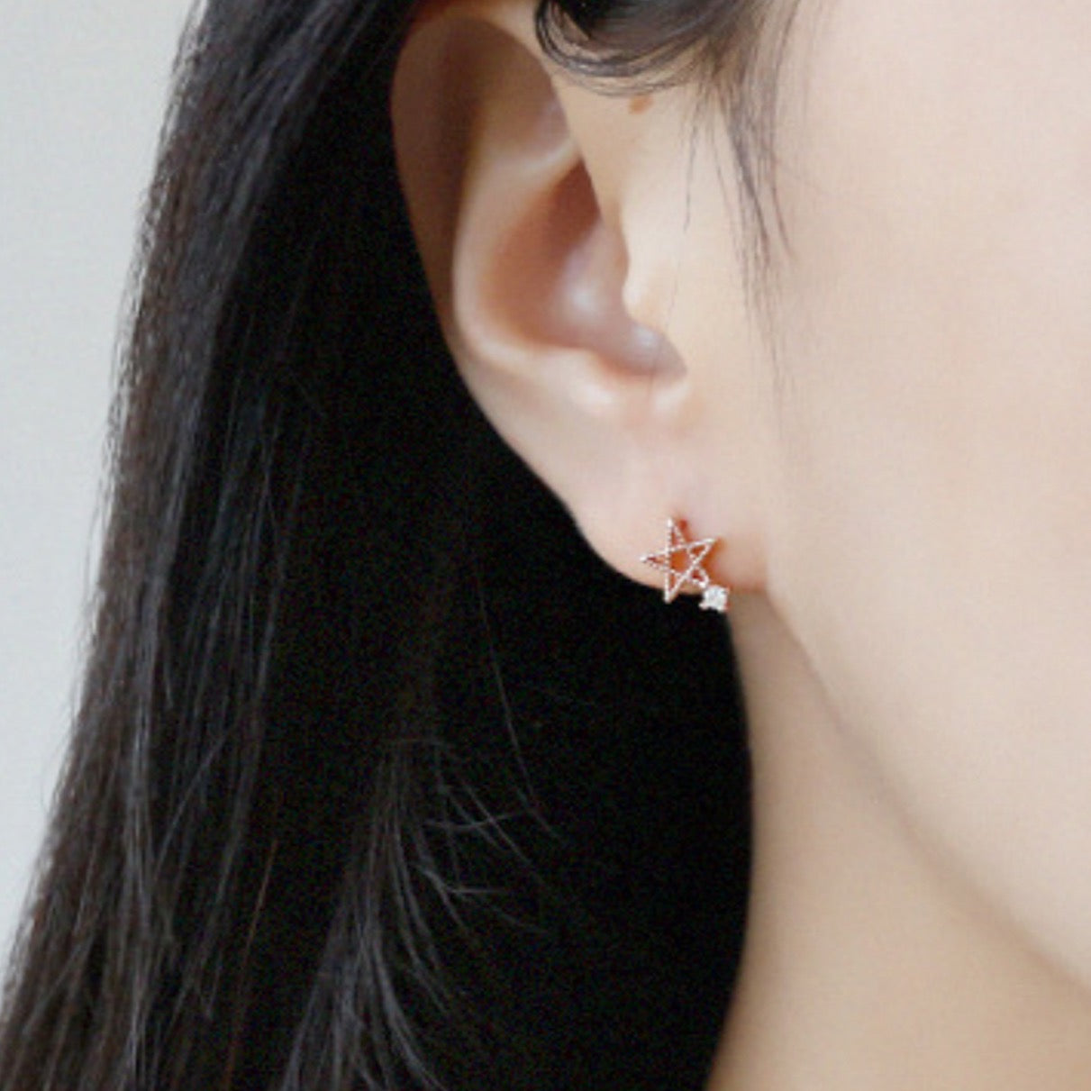 Crystal Star and Moon Asymmetrical Stud Earrings