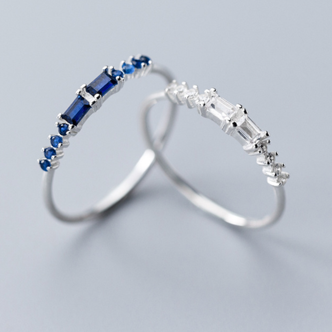 White or Sapphire Blue Crystal Ring