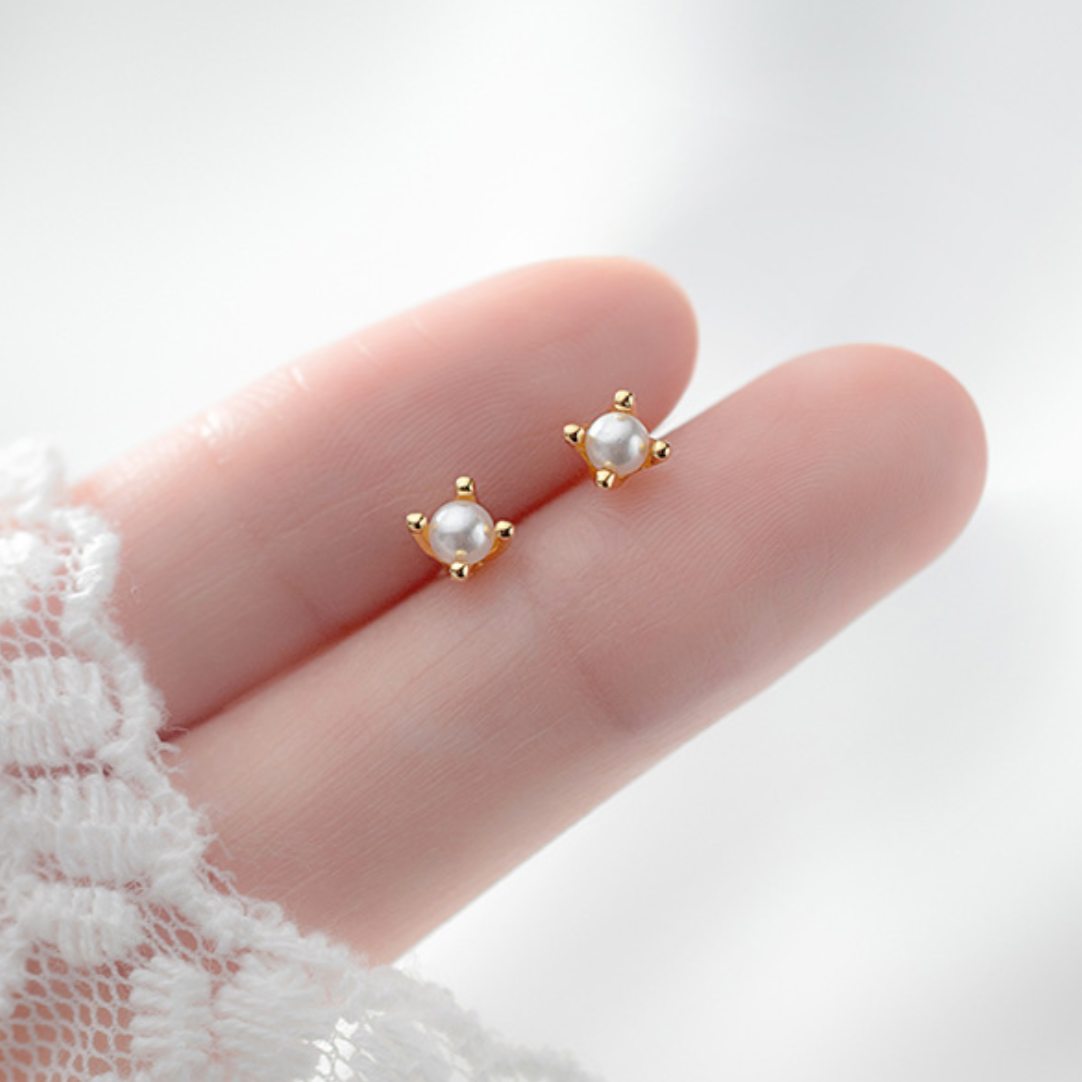 Tiny Pearl Stud Earrings