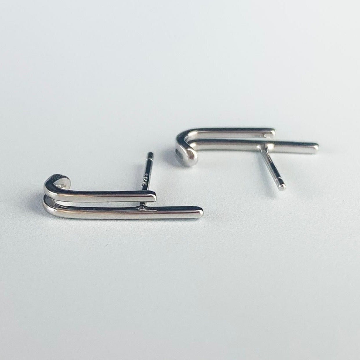 Double Bar Cuff Stud Earrings
