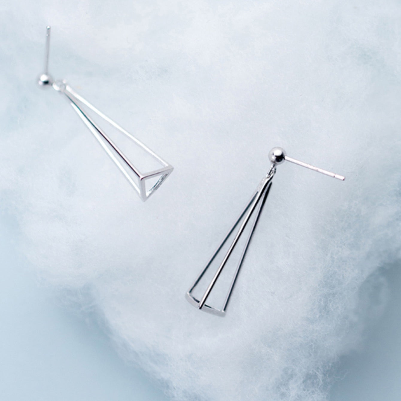 Silver Triangle Dangle Earrings