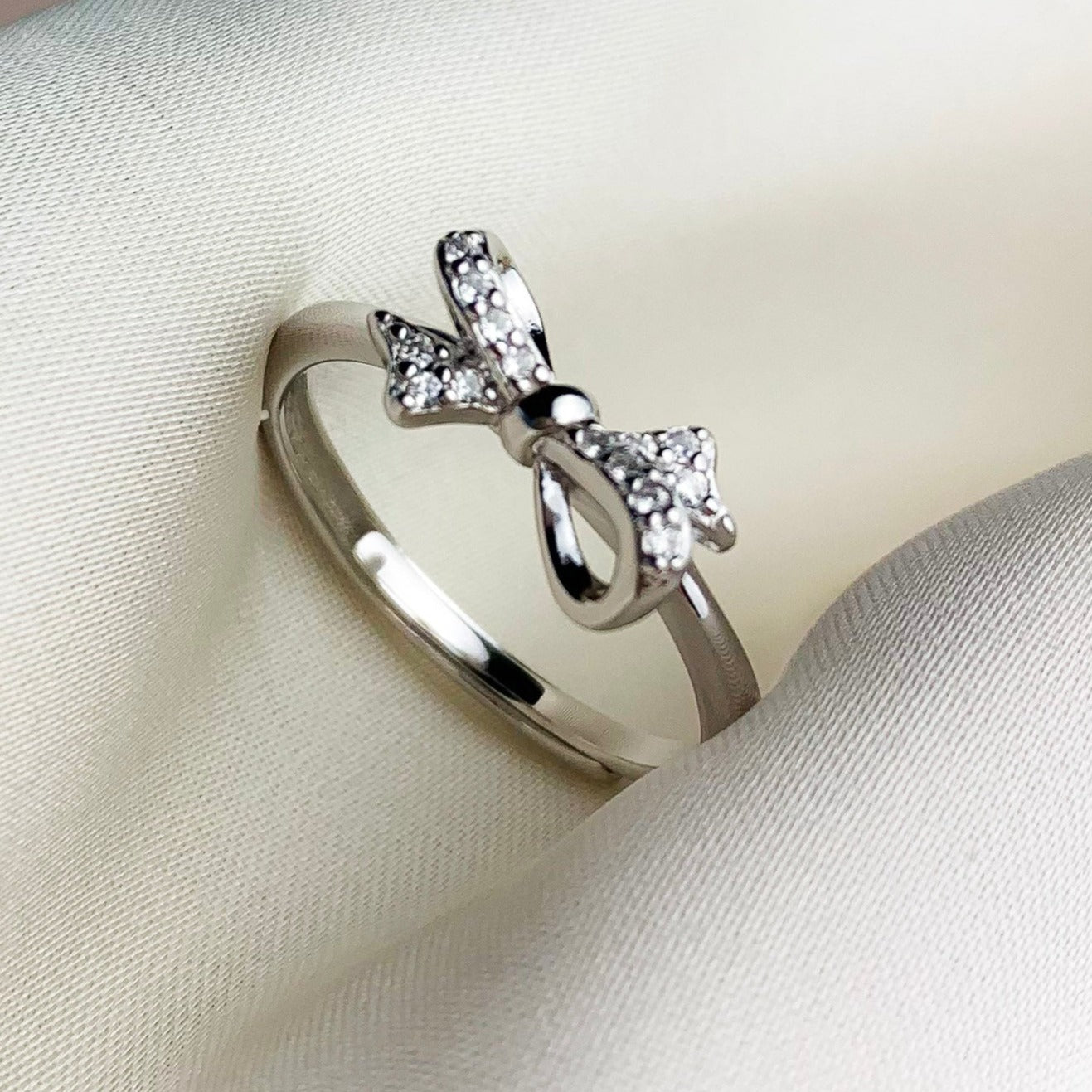 Crystal Bow Adjustable Ring