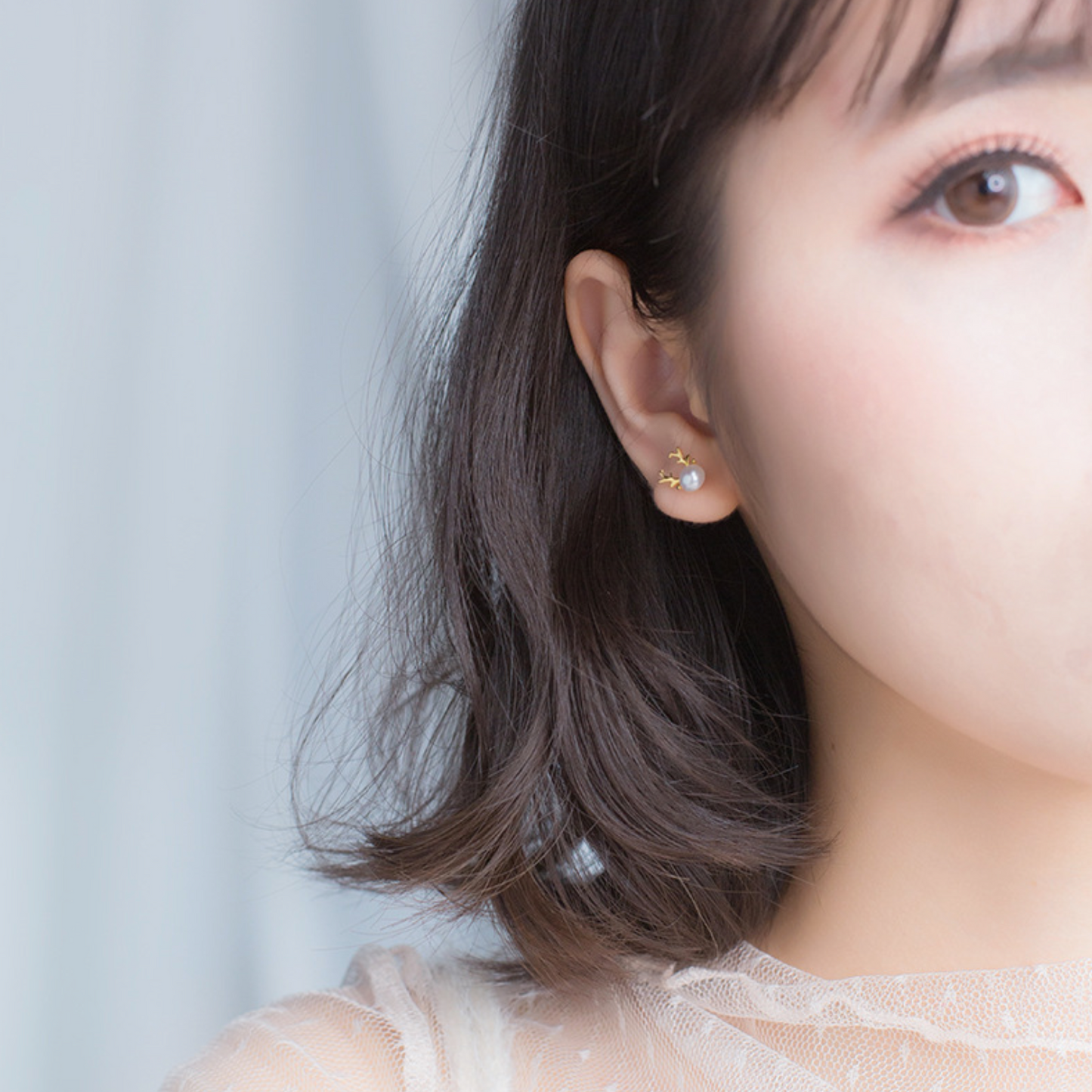 Pearl Reindeer Stud Earrings