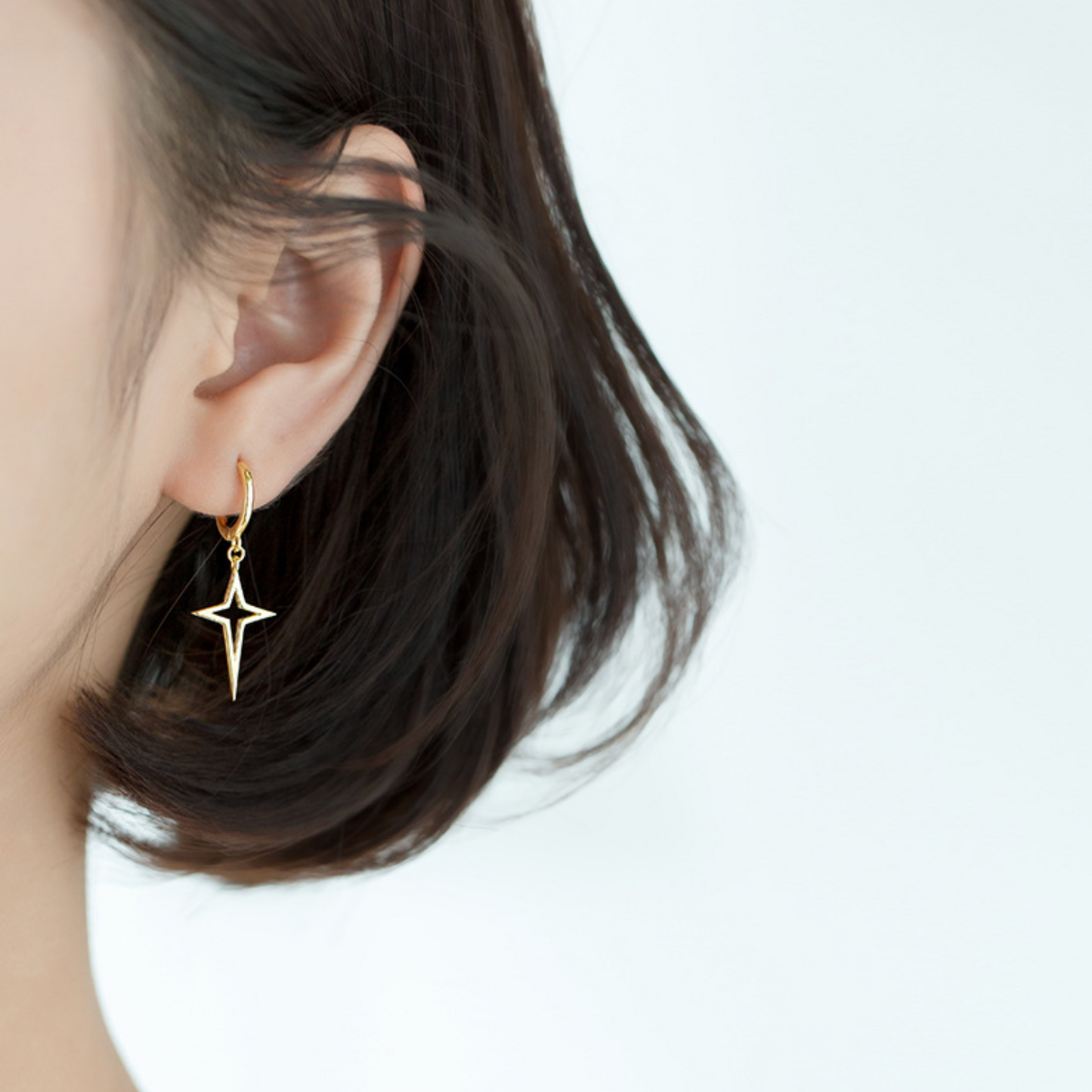 Star Dangle Hoop Earrings