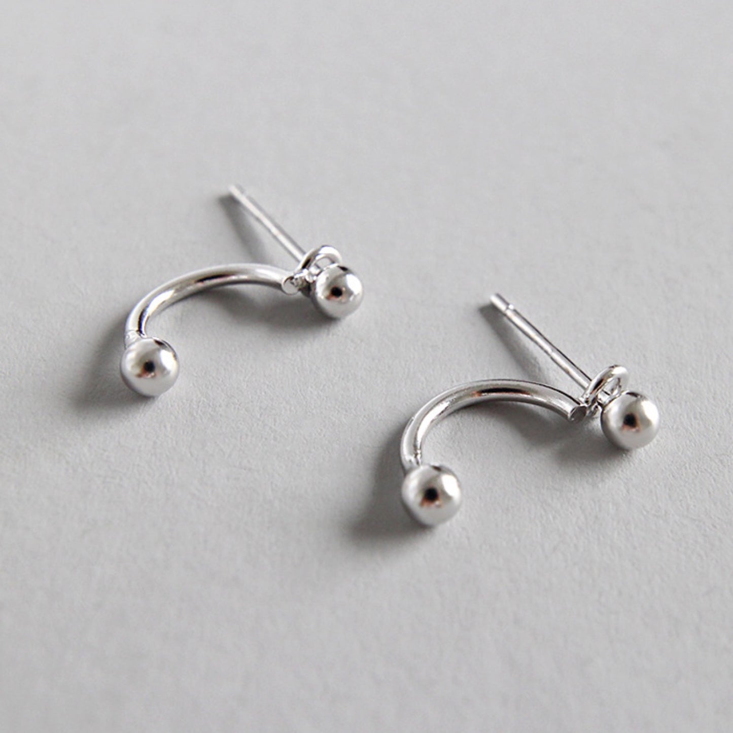 Silver Ball Ear Jacket Earrings