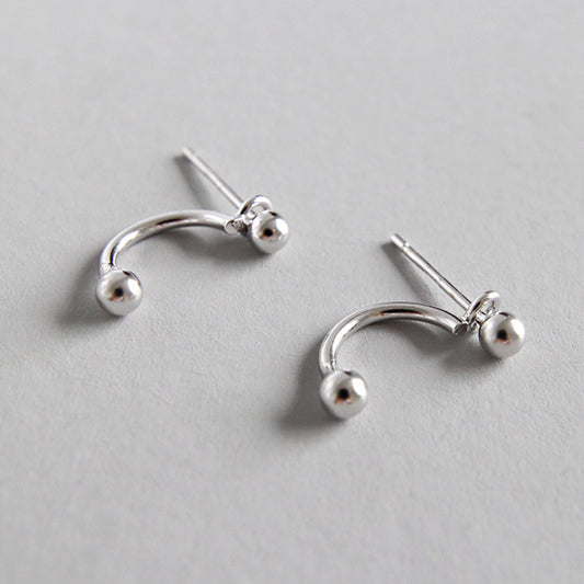 Silver Ball Ear Jacket Earrings