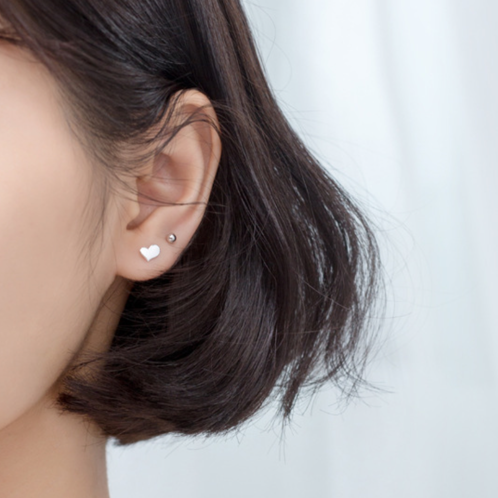 Simple Heart Screw Back Stud Earrings