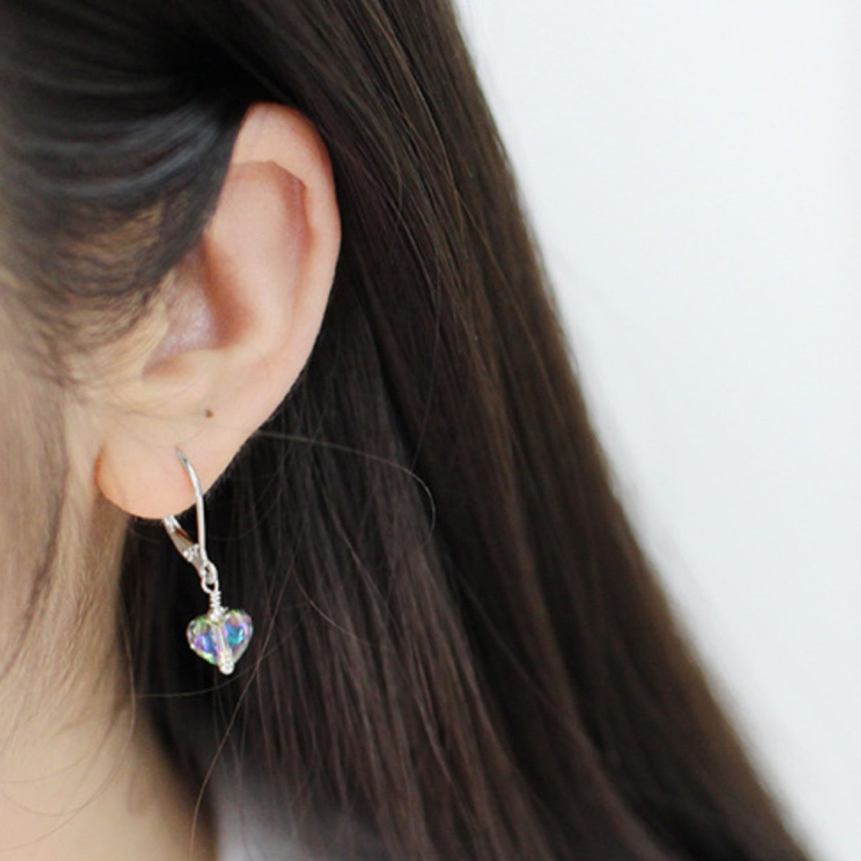 Crystal Heart Dangle Earrings