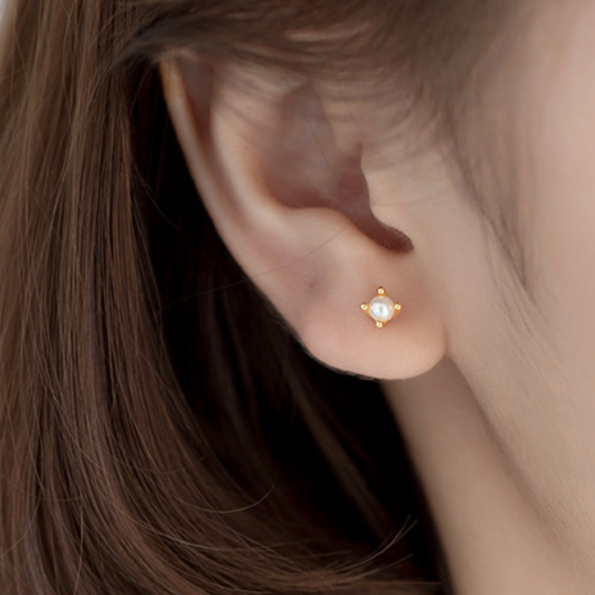 Tiny Pearl Stud Earrings