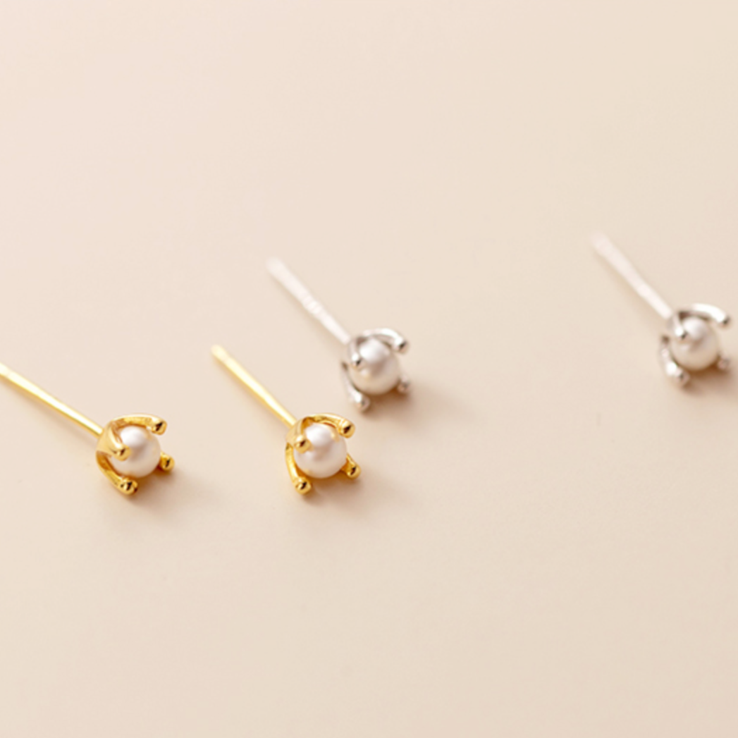 Tiny Pearl Stud Earrings