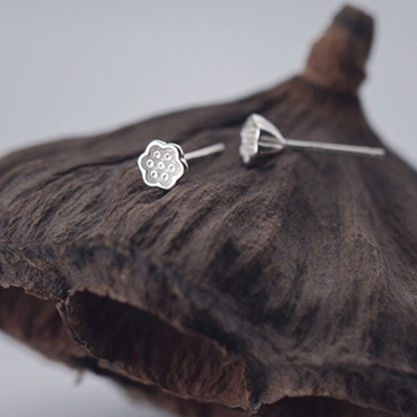 White Flower Stud Earrings