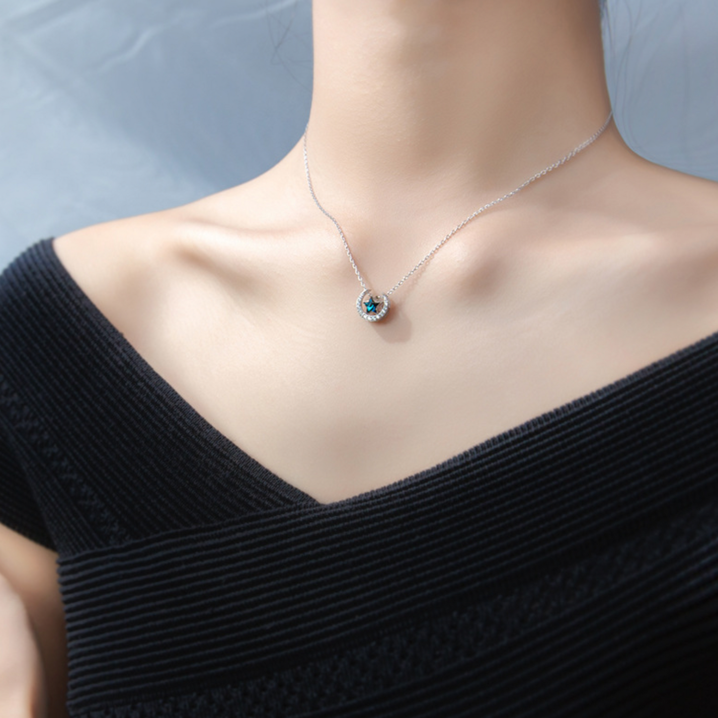 Blue Crystal Star Necklace