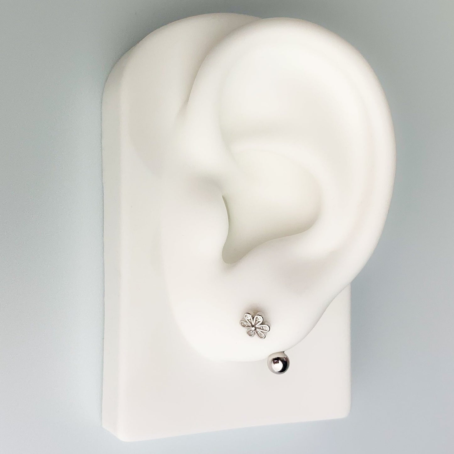 Screw Back Flower Ear Jacket Earrings