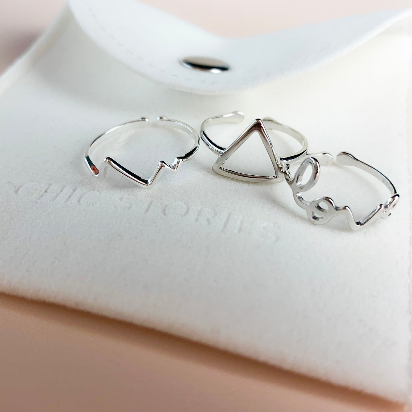 Peace, Love and Music Adjustable Symbol Rings