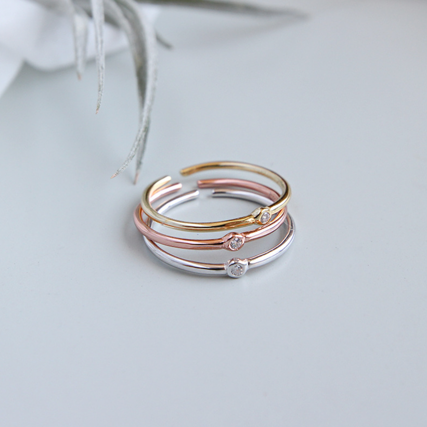 Tiny Zircon Stacking Ring