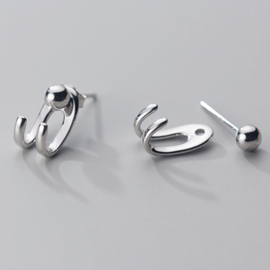 Sterling Silver Cuff Stud Earrings