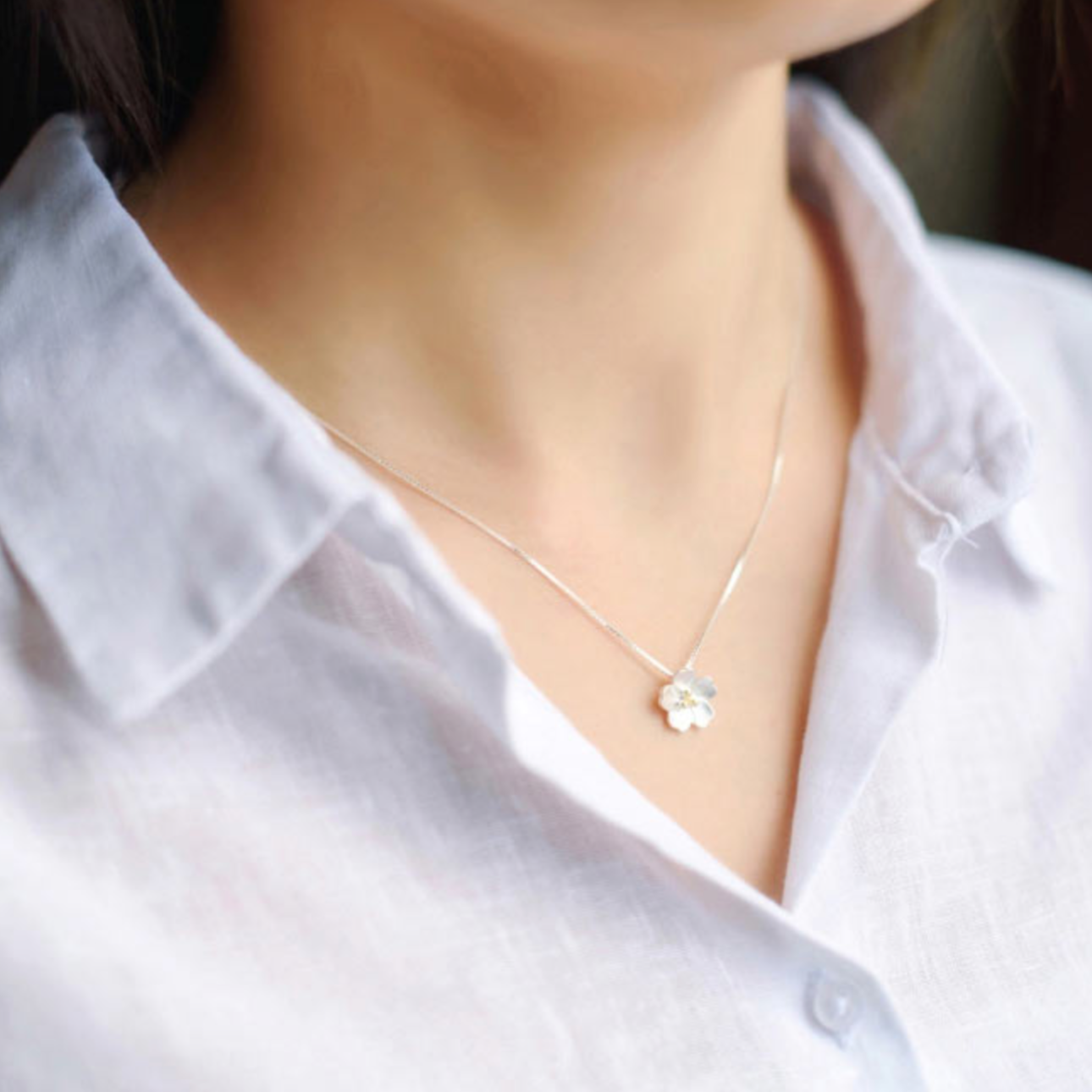 Sakura Flower Pendant Necklace