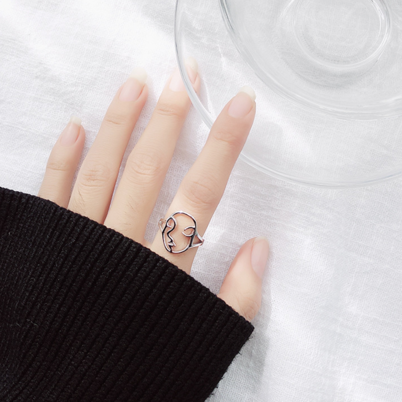 Abstract Face Adjustable Ring